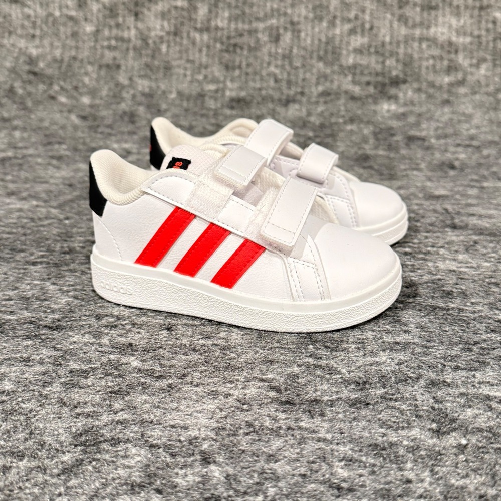 Adidas Grand Court 2.0 Toddler Shoes White Red Black IG2558 Size 7K